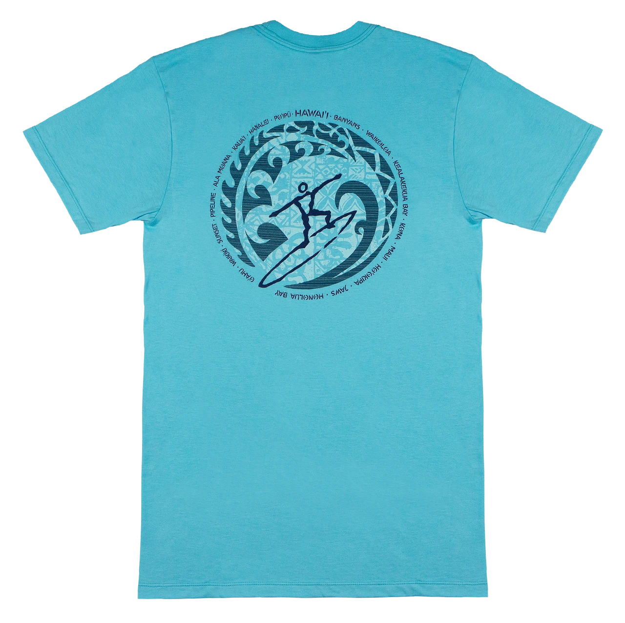 Crew Neck Tee - Petro Wave: Pacific Blue 4 Crew Neck Tee - Petro Wave: Pacific Blue - Image 2