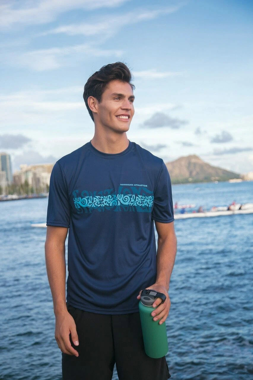 Hawaiian Athletics® Sports Tee - Beach Break: Navy Heather 4 Hawaiian Athletics® Sports Tee - Beach Break: Navy Heather - Image 2