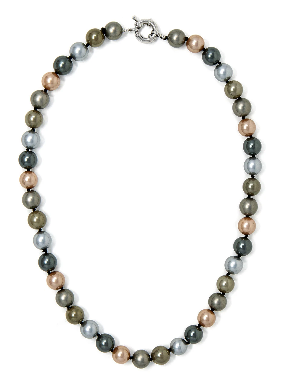 Jewel Of The Sea Mother Of Pearl Necklace: Multi-Colored Dark 3 Jewel Of The Sea Mother Of Pearl Necklace: Multi-Colored Dark
