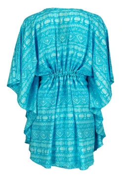 Napua Collection Cover Ups: Batik - Turquoise -Fashion Store 19900 BA 1 Napua CoverUps BatikTurquoise Model Back 16616.1707853064