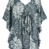 Napua Collection Cover Ups: Monstera Leaf - Gray/White 2 Napua Collection Cover Ups: Monstera Leaf - Gray/White -Fashion Store 19900 MO 1 1 1 1 Napua CoverUps MonsteraLeafGrayWhite Model Front 22129.1707852971