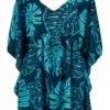 Napua Collection Cover Ups: Monstera Leaf - Navy/Blue