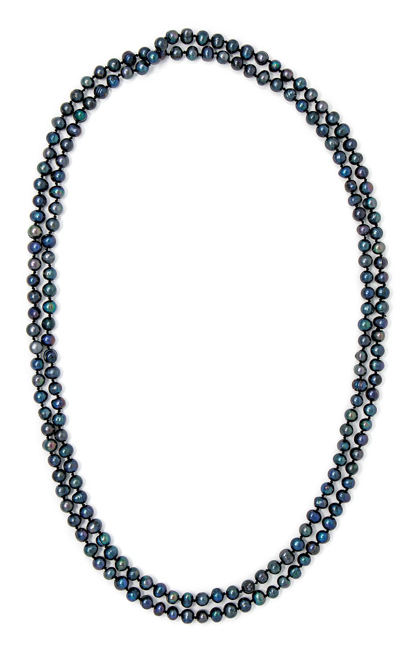 Freshwater Pearl Necklace 64": Black 3 Freshwater Pearl Necklace 64": Black