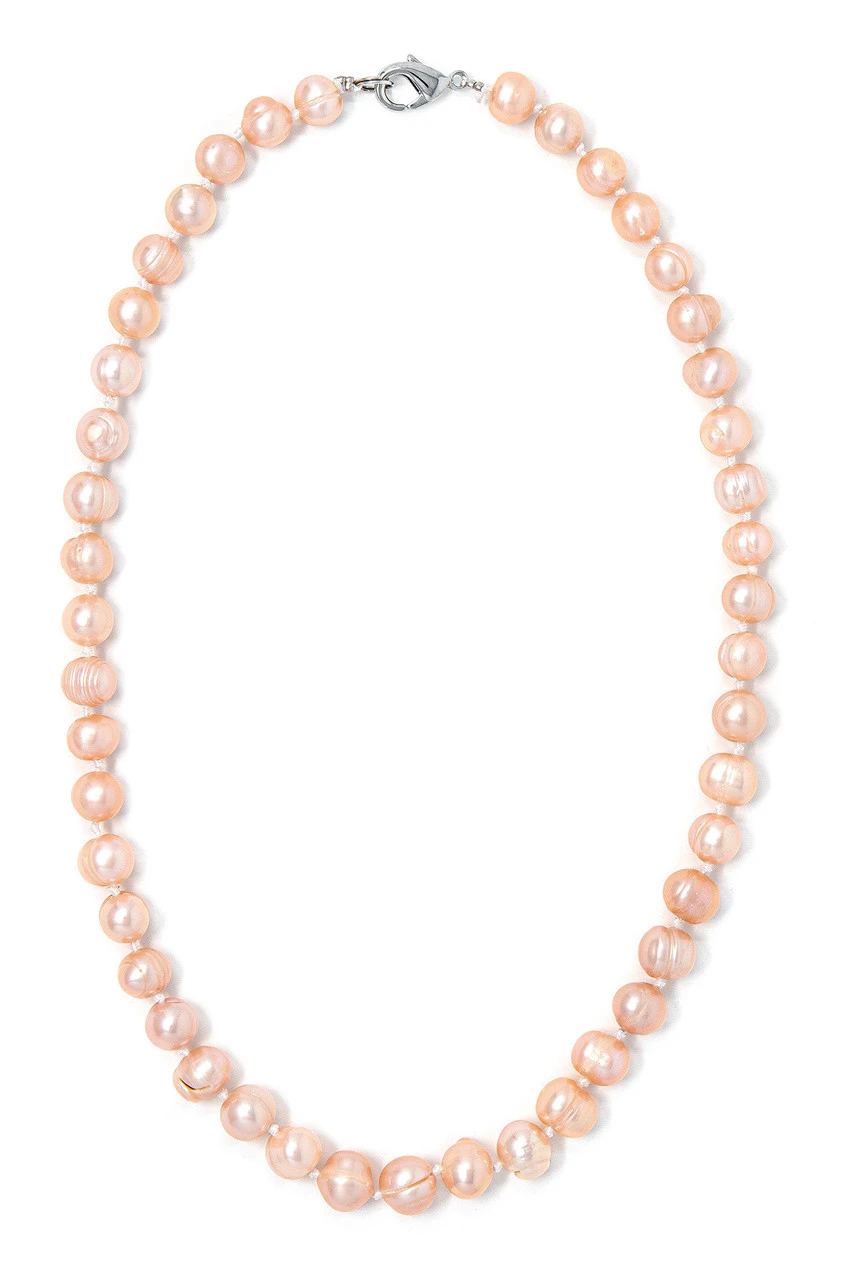 Freshwater Pearl Necklace 18": Coral 3 Freshwater Pearl Necklace 18": Coral