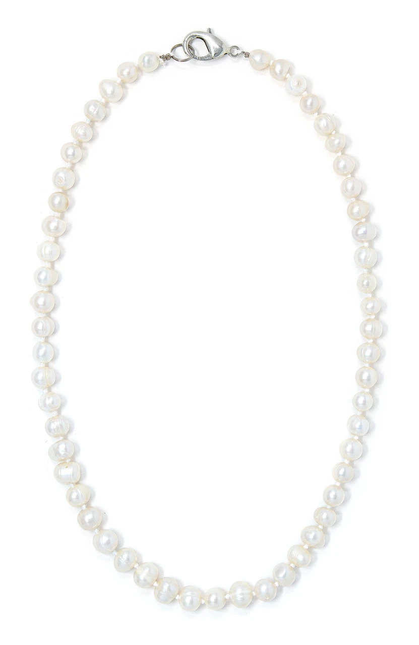 Freshwater Pearl Necklace 18": White 3 Freshwater Pearl Necklace 18": White