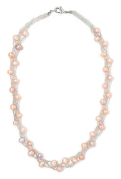 Twisted Torsade Freshwater Pearl Necklace: Coral