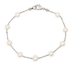 Floating Freshwater Pearl Anklet: White