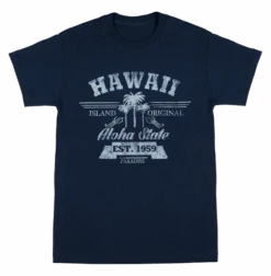 Crew Neck Tee - Aloha State: Navy