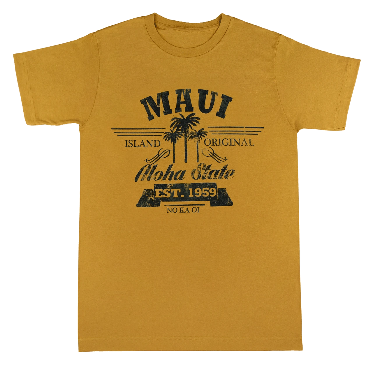 Crew Neck Tee - MAUI Aloha State: Gold 3 Crew Neck Tee - MAUI Aloha State: Gold