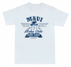 Crew Neck Tee - MAUI Aloha State: White