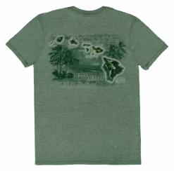 Crew Neck Tee - Palm Map: Green Heather -Fashion Store 33122 CrewNeckTee PalmMap Back GreenHeather 19474.1660611855