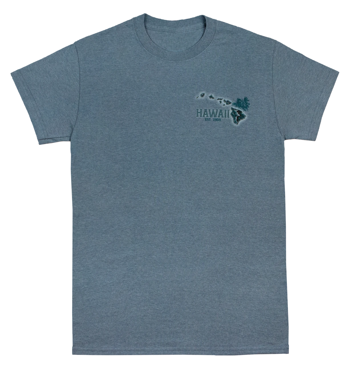 Crew Neck Tee - Palm Map: Denim Heather