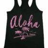 Island Girl® Racerback Tee - Aloha Palms: Black -Fashion Store 39605 RacerbackIGPalms Front Black 48885.1661890553