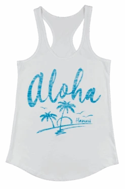 Island Girl® Racerback Tee - Aloha Palms: White