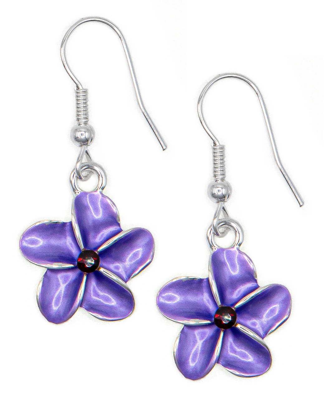 Single Plumeria Flower Earrings By Aloha 808: Purple 3 Single Plumeria Flower Earrings By Aloha 808: Purple