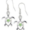 Honu With Plumeria Earrings By Aloha 808: Green
