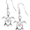 Honu With Plumeria Earrings By Aloha 808: White -Fashion Store 42451 WH Aloha808 HonuPlumeriaEarring White 27611.1674609794