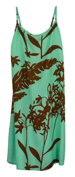 Napua Collection Sundress: Haleconia - Turquoise W/ Brown -Fashion Store 44761 HA Napua Sundress HaleconiaTurquoiseBrown Flat Front 66781.1707854423