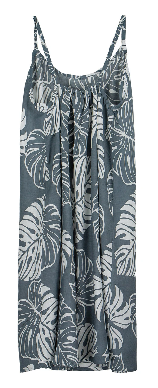 Napua Collection Sundress: Monstera Leaf - Gray W/ White 7 Napua Collection Sundress: Monstera Leaf - Gray W/ White - Image 5