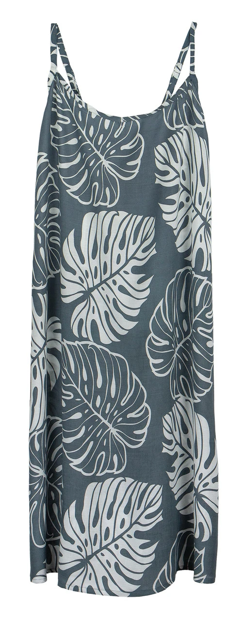 Napua Collection Sundress: Monstera Leaf - Gray W/ White 6 Napua Collection Sundress: Monstera Leaf - Gray W/ White - Image 4