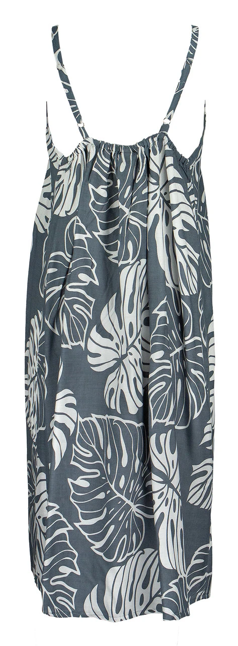 Napua Collection Sundress: Monstera Leaf - Gray W/ White 4 Napua Collection Sundress: Monstera Leaf - Gray W/ White - Image 2