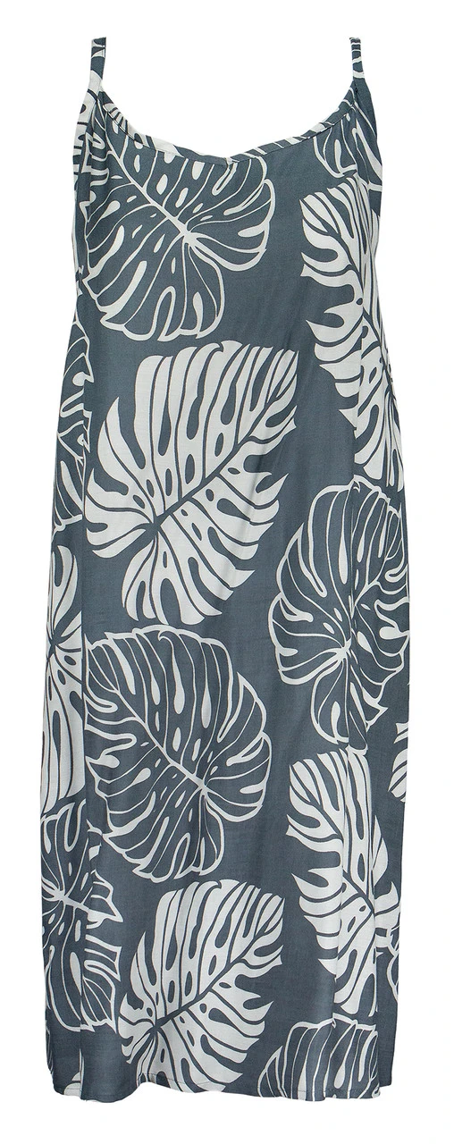 Napua Collection Sundress: Monstera Leaf - Gray W/ White 3 Napua Collection Sundress: Monstera Leaf - Gray W/ White