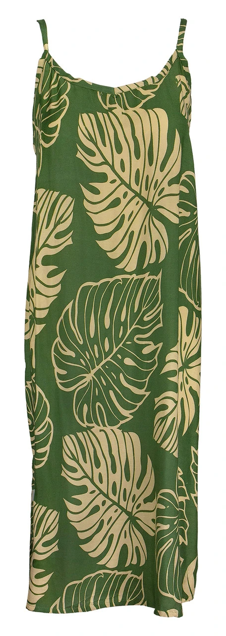 Napua Collection Sundress: Monstera Leaf - Olive W/ Tan 3 Napua Collection Sundress: Monstera Leaf - Olive W/ Tan