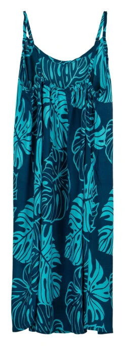 Napua Collection Sundress: Monstera Leaf - Navy W/ Blue -Fashion Store 44761 MO Napua Sundress MonsteraLeafNavyBlue Flat Back 31868.1707853558