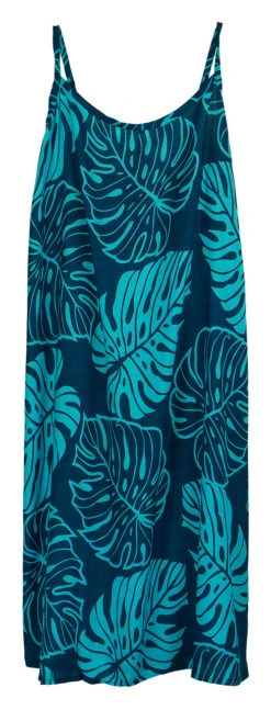 Napua Collection Sundress: Monstera Leaf - Navy W/ Blue -Fashion Store 44761 MO Napua Sundress MonsteraLeafNavyBlue Flat Front 14671.1707853558