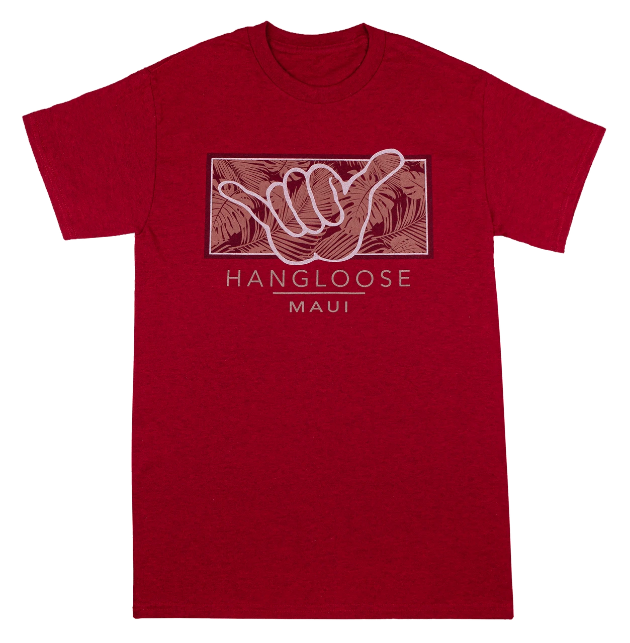 Crew Neck Tee - MAUI Hangloose Frame: Red Heather 3 Crew Neck Tee - MAUI Hangloose Frame: Red Heather