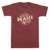 Vintage Dyed Tee - MAUI Islands: Maroon Heather -Fashion Store 51840M VintageTeeIslandsMaui Front MaroonHeather 30603.1663895003