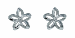 Moana Collection Sterling Silver Earring Stud: Open Plumeria