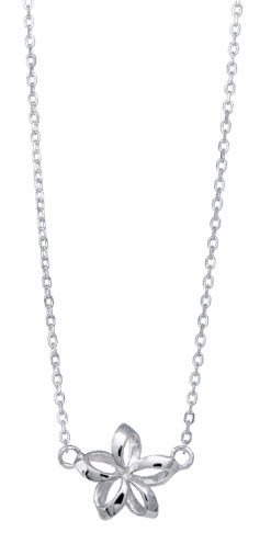 Moana Collection Sterling Silver Pendant Chain Necklace: Open Plumeria
