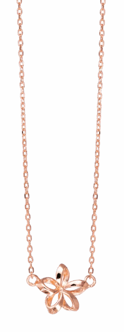 Moana Collection Rose Gold Pendant Chain Necklace: Open Plumeria
