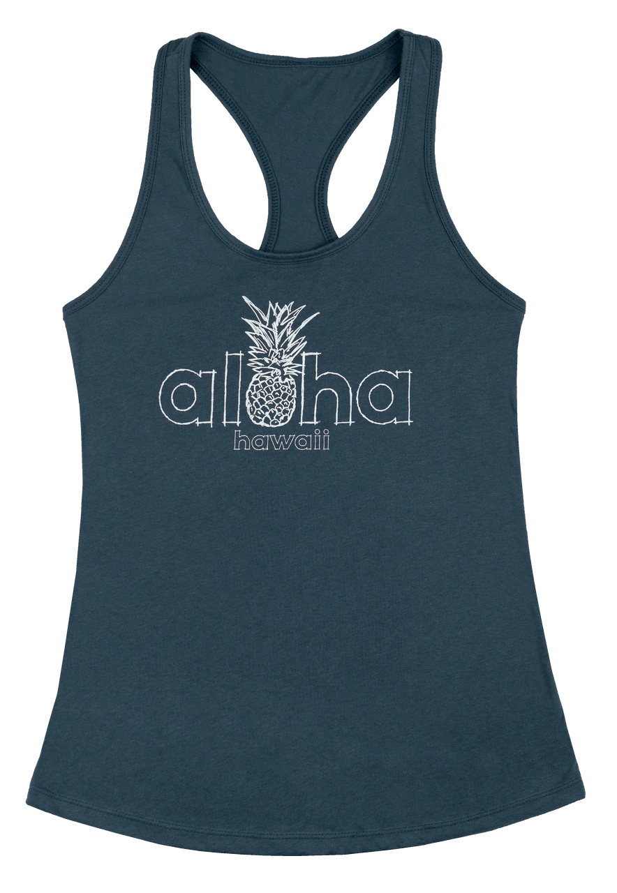 Island Girl® Racerback Tee - Aloha Pine: Indigo Blue 3 Island Girl® Racerback Tee - Aloha Pine: Indigo Blue