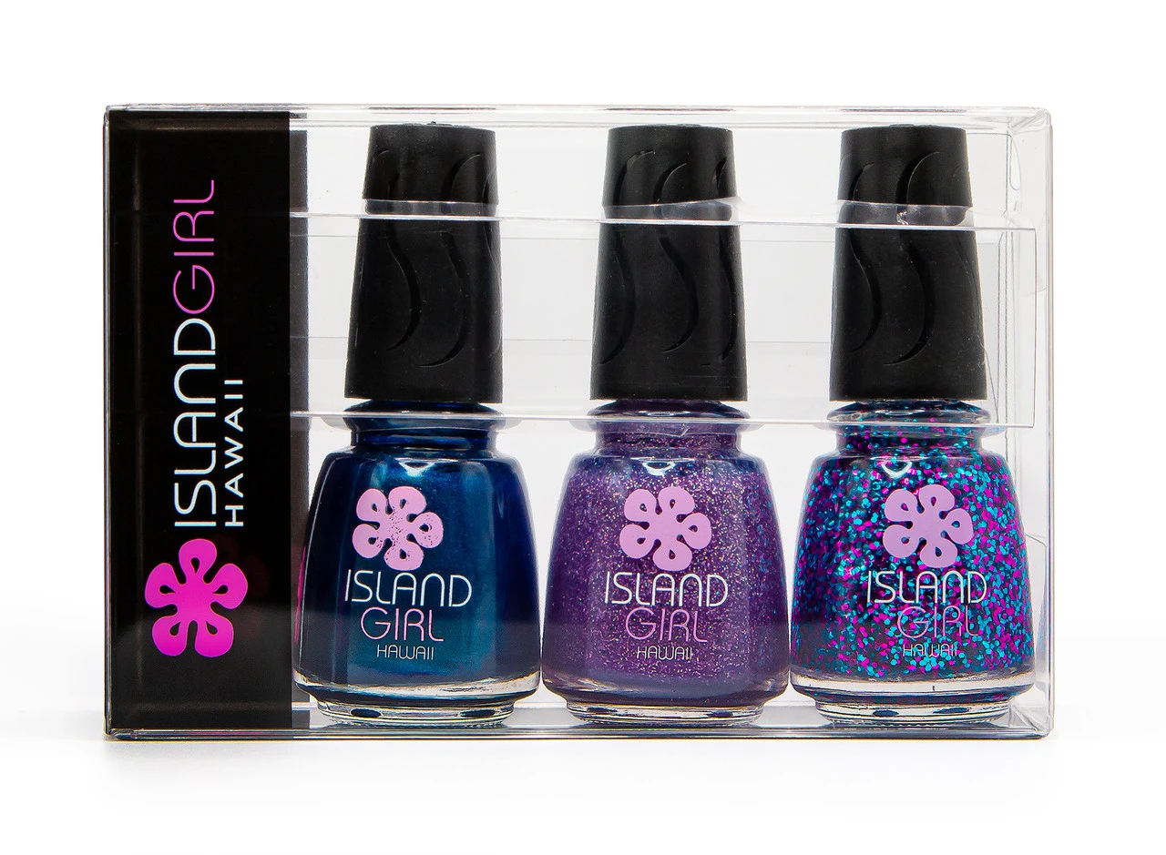 Island Girl® Hawaii 3 Pack Nail Color Set: Blue/Purple 4 Island Girl® Hawaii 3 Pack Nail Color Set: Blue/Purple - Image 2