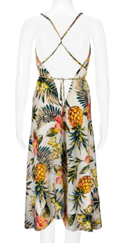 Robin Ruth® Maxi Dress: Pineapple Floral -Fashion Store 68484 RRMaxiDress Halter PineappleFloral Model Back 12731.1709174393