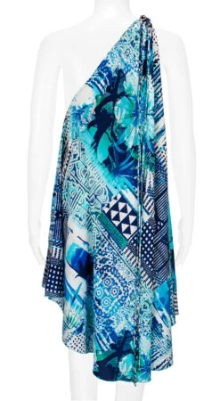 Robin Ruth® Maxi Dress: Blue Palm -Fashion Store 68484 RRMaxiDress Shoulder BluePalm Model Back 77874.1689792095