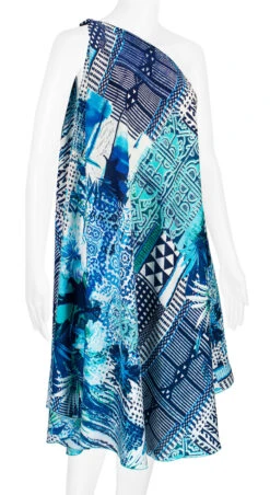 Robin Ruth® Maxi Dress: Blue Palm -Fashion Store 68484 RRMaxiDress Shoulder BluePalm Model RightView 07048.1689792095