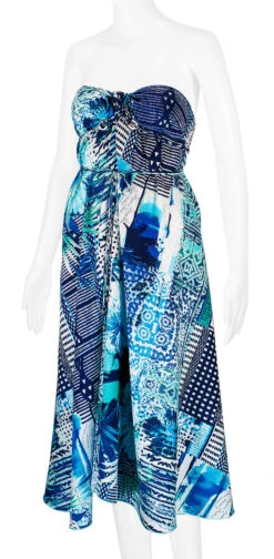 Robin Ruth® Maxi Dress: Blue Palm -Fashion Store 68484 RRMaxiDress Tube BluePalm Model LeftView 64688.1689792095