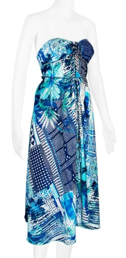 Robin Ruth® Maxi Dress: Blue Palm -Fashion Store 68484 RRMaxiDress Tube BluePalm Model RightView 53974.1689792096