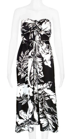Robin Ruth® Maxi Dress: Monochrome Leaf -Fashion Store 68484 RRMaxiDress Tube MonochromeLeaf Model Front 40389.1689793033