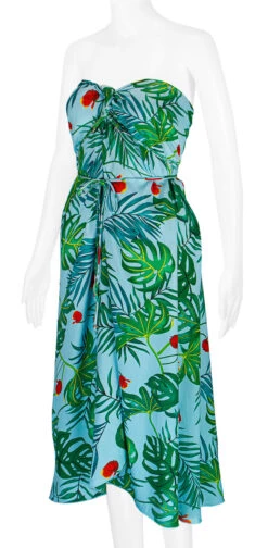 Robin Ruth® Maxi Dress: Tropical Fronds -Fashion Store 68484 RRMaxiDress Tube TropicalFronds Model LeftView 85711.1689793664