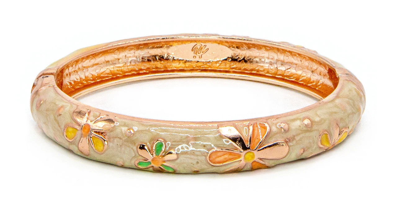 Medium Island Bangle - Flower Design: Cream 3 Medium Island Bangle - Flower Design: Cream