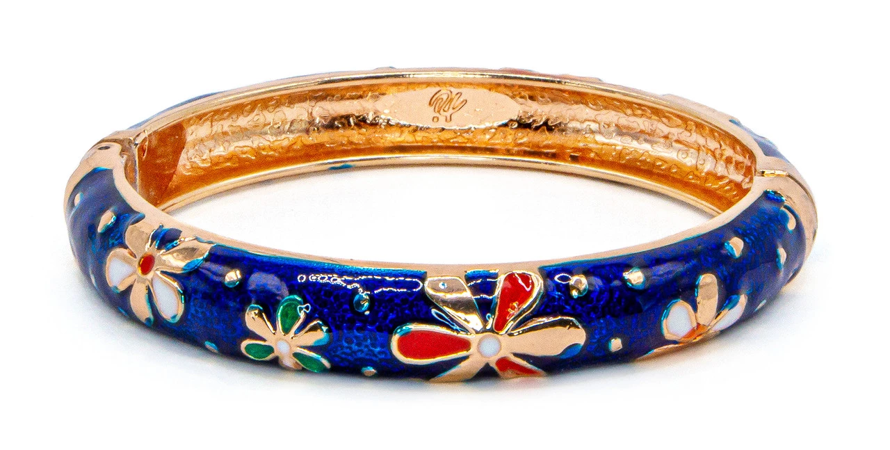 Medium Island Bangle - Flower Design: Royal Blue 3 Medium Island Bangle - Flower Design: Royal Blue