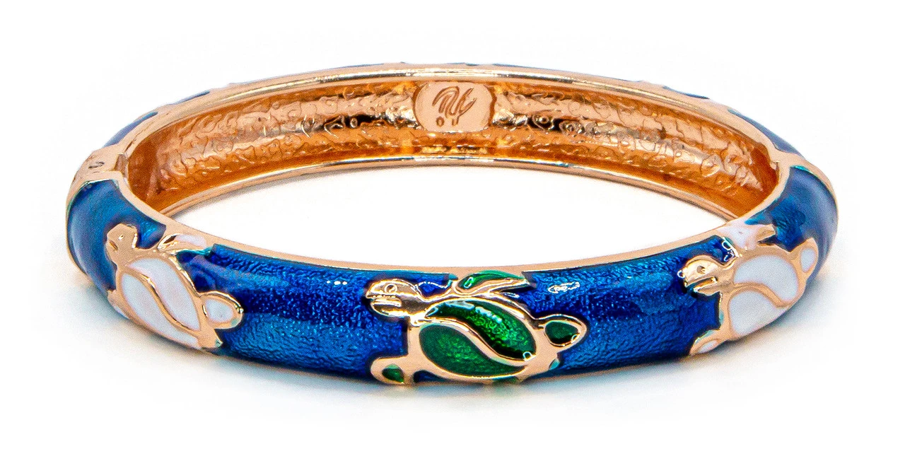 Medium Island Bangle - Honu Design: Royal Blue 3 Medium Island Bangle - Honu Design: Royal Blue