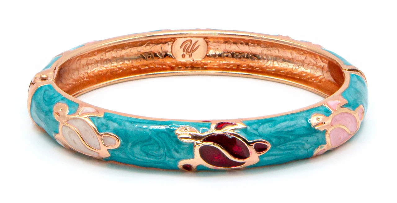 Medium Island Bangle - Honu Design: Turquoise 2 Medium Island Bangle - Honu Design: Turquoise