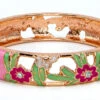Large Island Bangle - Flower Design: Pink