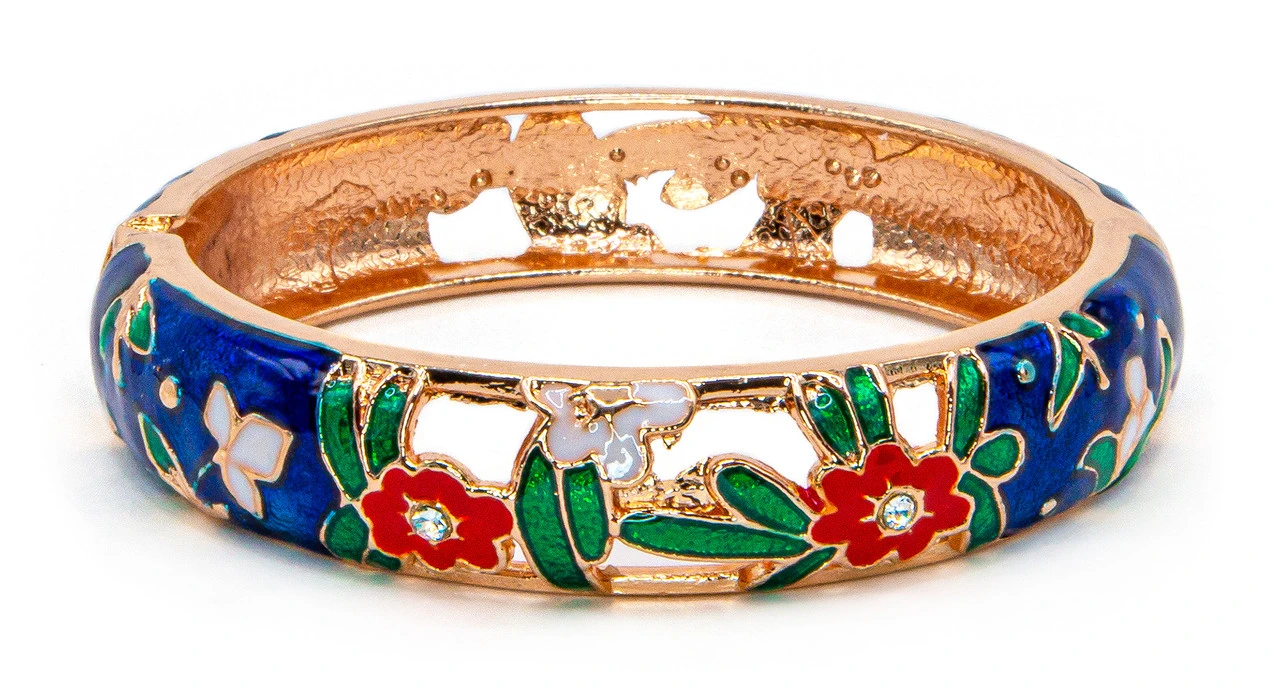 Large Island Bangle - Flower Design: Royal Blue 3 Large Island Bangle - Flower Design: Royal Blue