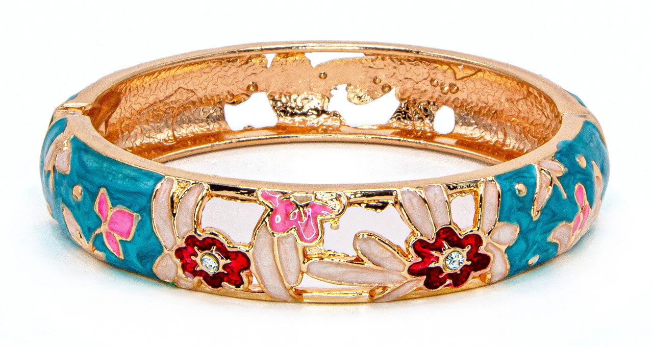 Large Island Bangle - Flower Design: Turquoise 3 Large Island Bangle - Flower Design: Turquoise